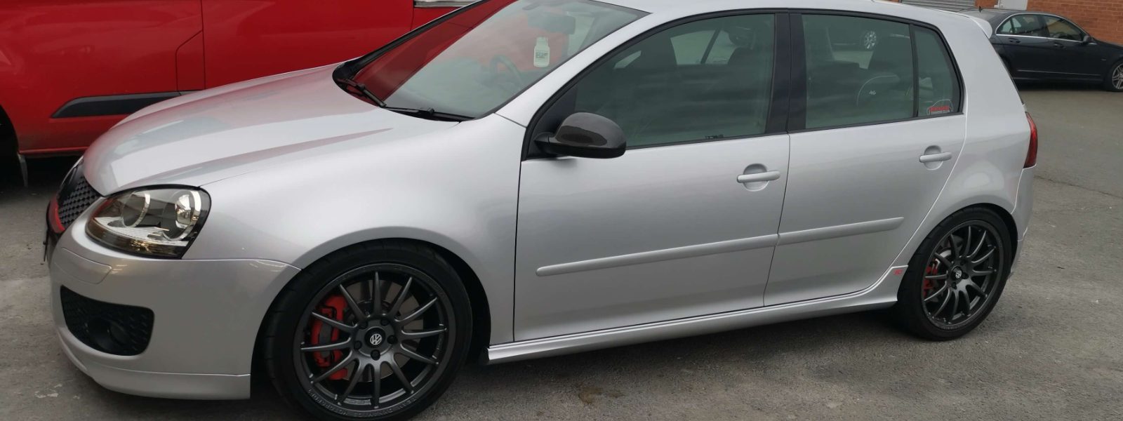 A silver Volkswagen Golf finished and ready for collection